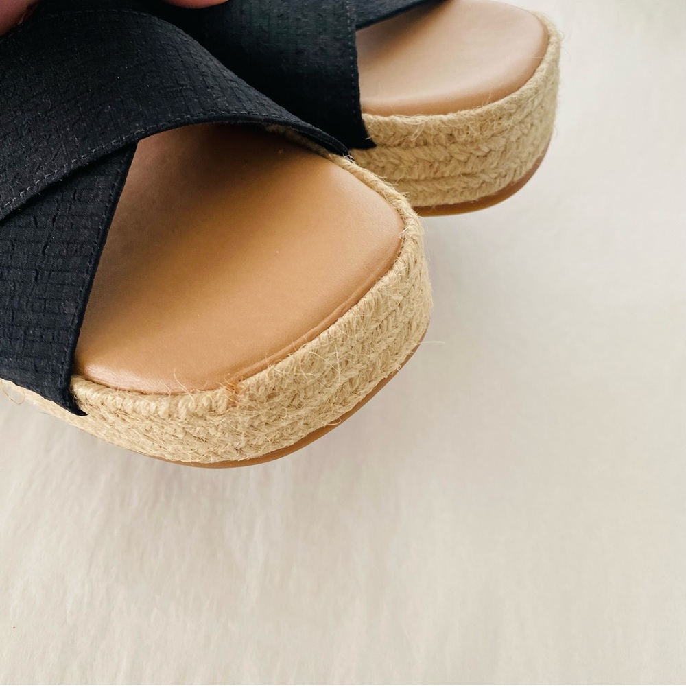 Lucky Brand NEW Gayte Black‎ Platform Espadrille Slide Sandals Size 6.5 - Picture 4 of 7